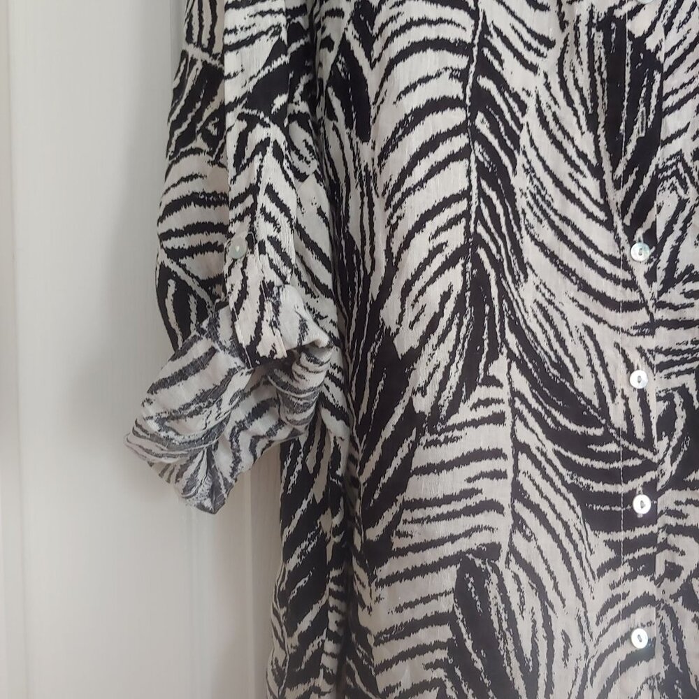 Cynthia Rowley Womens Leaf Print Linen Button Top Business Mature 3X Top - Picture 7 of 12